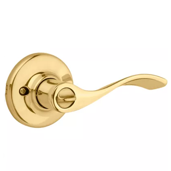 Kwikset - 300BL  - Balboa Lever - Round Rose - 3 - Polished Brass - Privacy - Grade 3 - UHS Hardware