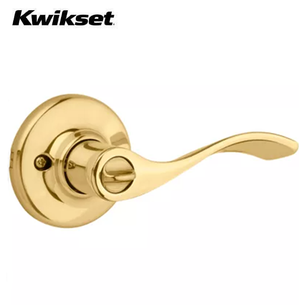 Kwikset - 300BL  - Balboa Lever - Round Rose - 3 - Polished Brass - Privacy - Grade 3 - UHS Hardware