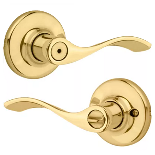 Kwikset - 300BL  - Balboa Lever - Round Rose - 3 - Polished Brass - Privacy - Grade 3 - UHS Hardware