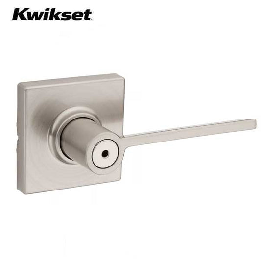 Kwikset - 300LRL - Ladera Lever - Square Rose - 15 - Satin Nickel - Privacy - Grade 3 - UHS Hardware