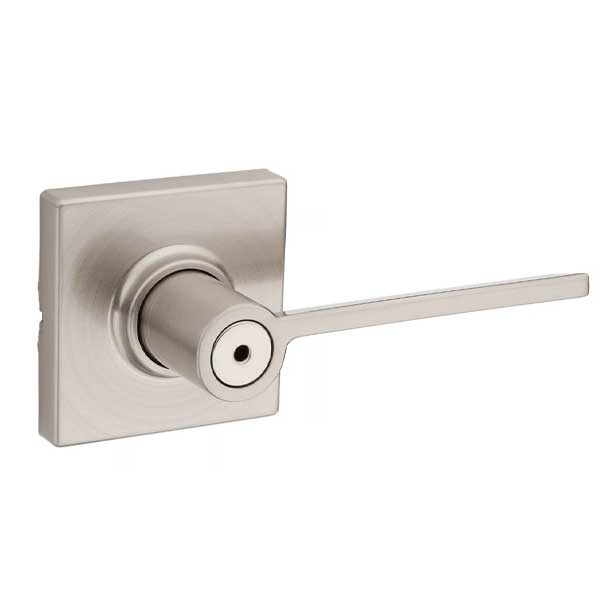 Kwikset - 300LRL - Ladera Lever - Square Rose - 15 - Satin Nickel - Privacy - Grade 3 - UHS Hardware