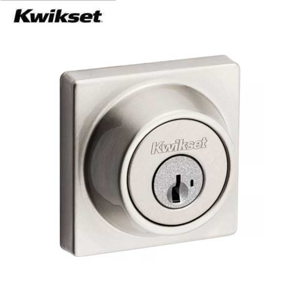 Kwikset - 660 - Contemporary Residential Deadbolt - Square Rose - Single Cylinder - Satin Nickel - SmartKey Technology - Grade 3 - UHS Hardware