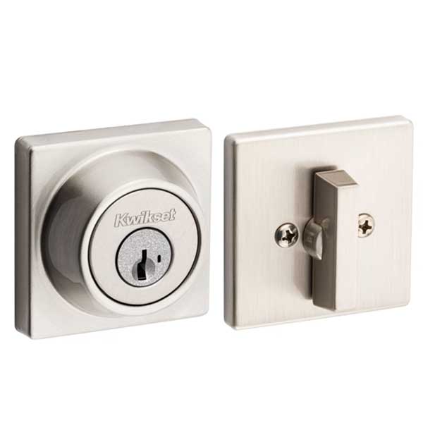 Kwikset - 660 - Contemporary Residential Deadbolt - Square Rose - Single Cylinder - Satin Nickel - SmartKey Technology - Grade 3 - UHS Hardware