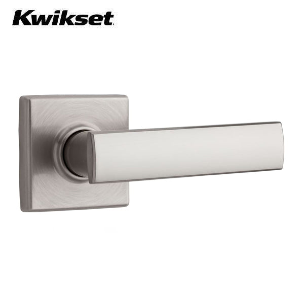 Kwikset - 720VDL SQT 15 - Vedani Passage Door Lever Set - Square Rose  - Satin Nickel - Passage - Grade 2 - UHS Hardware