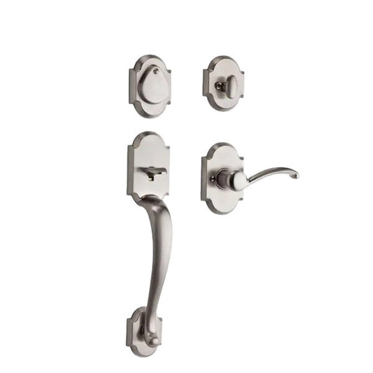 Kwikset - 800AUHXAUL - Austin Handleset w/ Austin Lever - Arch Rose - 15 - Satin Nickel - Entrance - KW1 - SmartKey Technology - Grade 1 - UHS Hardware