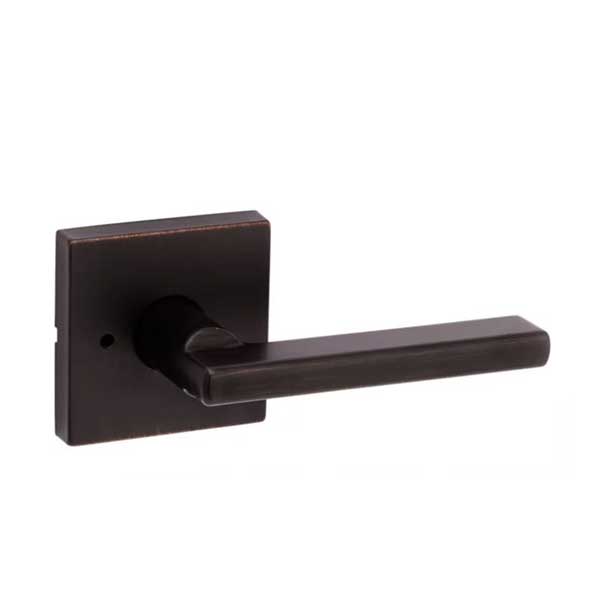 Kwikset - 730HFL - Halifax Lever Set - Square Rose - Venetian Bronze - Privacy - Adjustable Lever - Round Corner Strike - Grade 2 - UHS Hardware