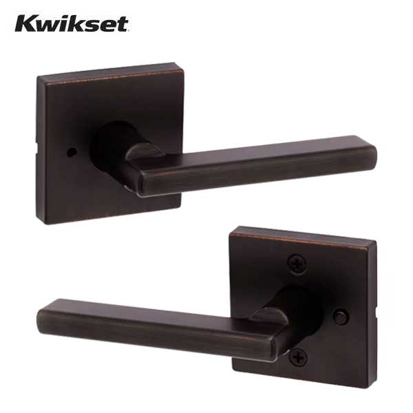 Kwikset - 730HFL - Halifax Lever Set - Square Rose - Venetian Bronze - Privacy - Adjustable Lever - Round Corner Strike - Grade 2 - UHS Hardware