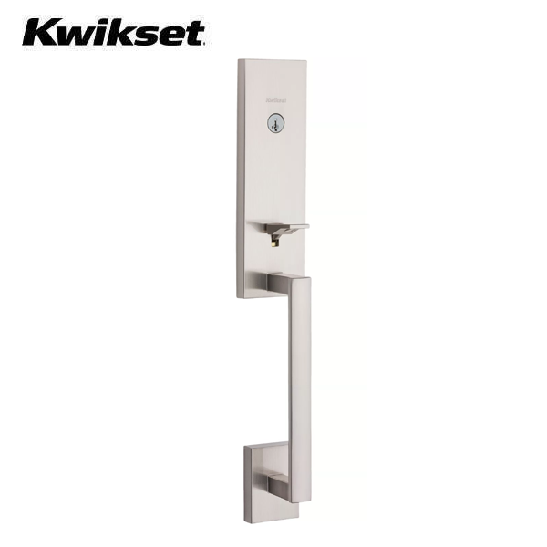 Kwikset - 818VNHXHF - Vancouver Handleset with Halifax Lever - Deadbolt Keyed One Side - Featuring SmartKey - Square Rose - 15 - Satin Nickel - Entrance - Grade AAA - UHS Hardware