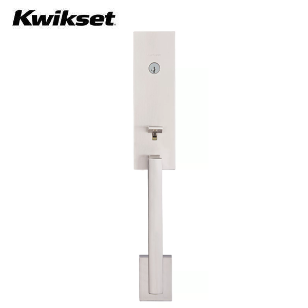 Kwikset - 818VNHXHF - Vancouver Handleset with Halifax Lever - Deadbolt Keyed One Side - Featuring SmartKey - Square Rose - 15 - Satin Nickel - Entrance - Grade AAA - UHS Hardware