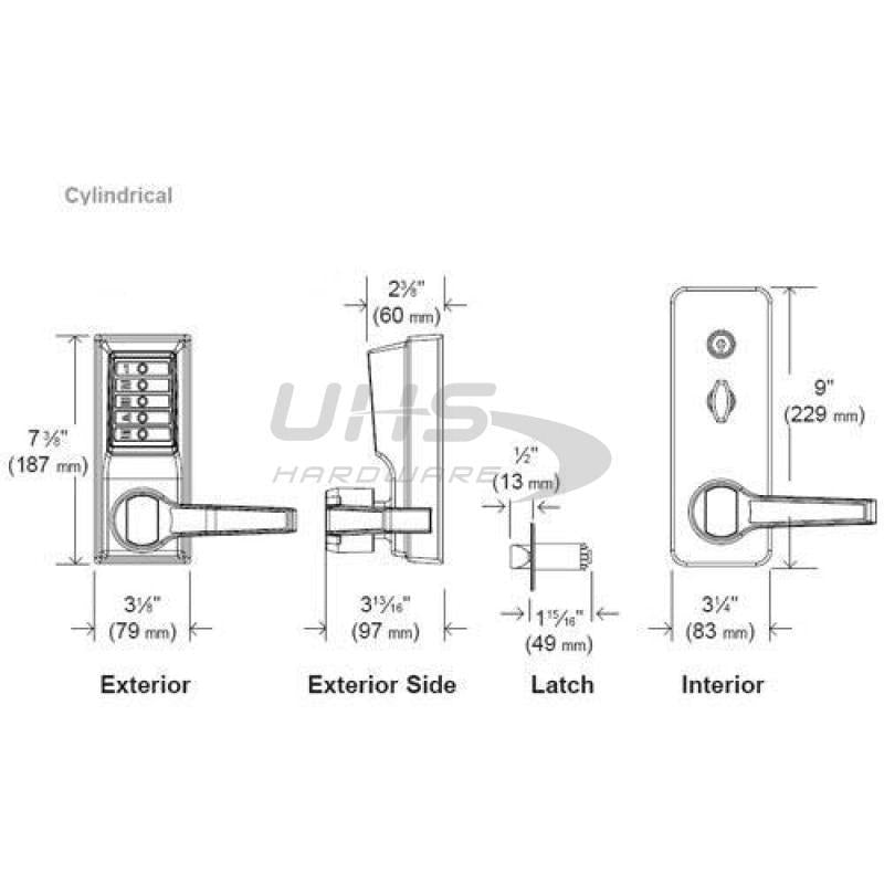 Simplex LL1021M Pushbutton Lever Lock - 26D - LFIC Medeco - w/ Key Override in Satin Chrome - LH - UHS Hardware