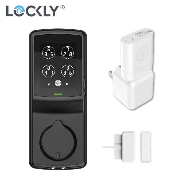 Lockly - PGD728WMB- Secure PRO Biometric Electronic Deadbolt - Fingerprint Reader - Bluetooth - WiFi Hub  - Matte Black - UHS Hardware