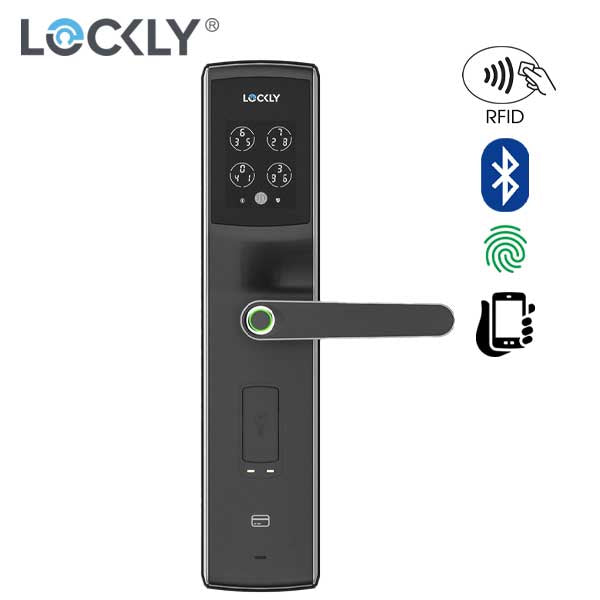 Lockly - PGD829AFSG - Secure Lux - Mortise Smart Lock  - Fingerprint Reader - RFID Card - Bluetooth - Space Grey - UHS Hardware