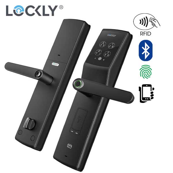 Lockly - PGD829AFSG - Secure Lux - Mortise Smart Lock  - Fingerprint Reader - RFID Card - Bluetooth - Space Grey - UHS Hardware