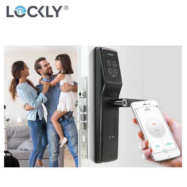 Lockly - PGD829AFSG - Secure Lux - Mortise Smart Lock  - Fingerprint Reader - RFID Card - Bluetooth - Space Grey - UHS Hardware