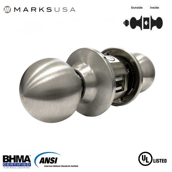 Marks USA - 210F - 10 LINE Commercial Knobset - 2 3/4" Backset - 32D - Satin Stainless Steel - Storeroom - Grade 2 - UHS Hardware