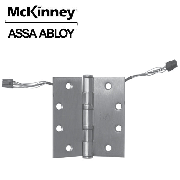 McKinney - TA314 - Full Mortise Hinge - 3 Knuckle - 4.5 "x 4.5" - Standard Weight - ElectroLynx Connector - Stainless Steel