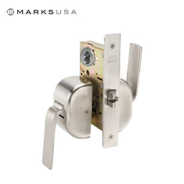 Marks USA - 5PD - LifeSaver Single Cylinder Mortise Behavioral Health Paddleset - Push / Pull - Anti-Ligature - Dormitory - 2-3/4" Backset - Satin Stainless - Grade 1 - UHS Hardware