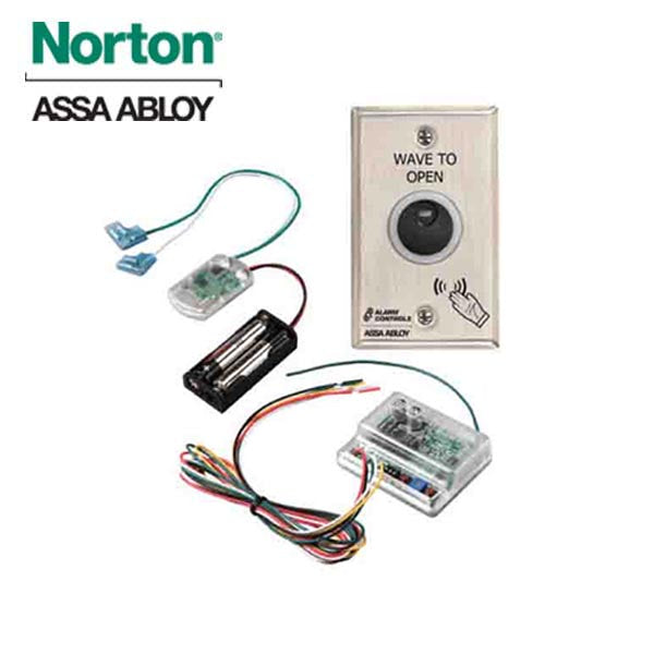 Norton - 767K1 - Touchless Actuator Kit -  767 Wall Switch / 546 Transmitter / 537 Receiver - Single Gang - Infrared Sensor w/ 4" range - 1-10 Second Delay - Satin Stainless Steel