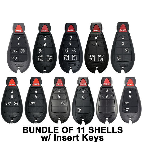 2008-2019 Chrysler Dodge Jeep Fobik Key SHELLS for IYZ-C01C (BUNDLE OF 11) - UHS Hardware