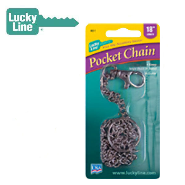 LuckyLine - 40101 - 18" Pocket Chain with Trigger Snap - Nickel Plated Steel - (1 Pack) - UHS Hardware