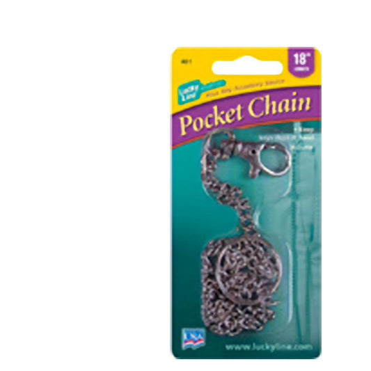 LuckyLine - 40101 - 18" Pocket Chain with Trigger Snap - Nickel Plated Steel - (1 Pack) - UHS Hardware