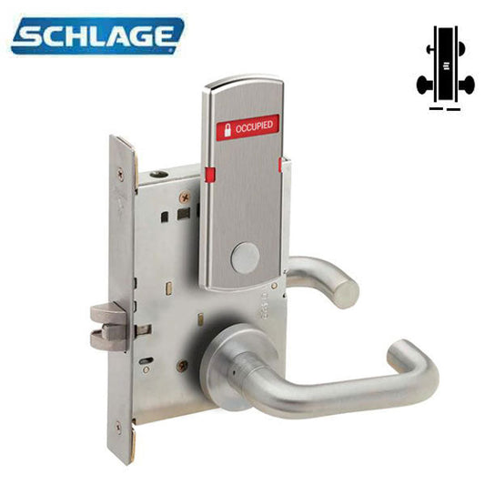 Schlage - L9040 - L Series Mortise Lock - Non-Keyed - Exit Indicator - Privacy - Fire Rated - Satin Chrome - Grade 1