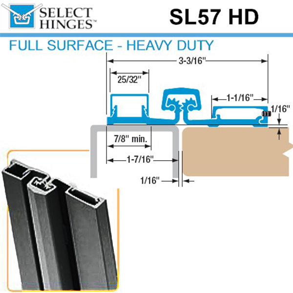 Select Hinges - 57 - 85" - Geared Full Surface Hinge - Dark Bronze - Heavy Duty - UHS Hardware