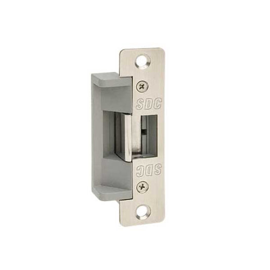 SDC - Electrified Cylindrical Strike - Fail Secure - 12VDC - 4-7/8” Faceplate - Satin Stainless Steel - UHS Hardware