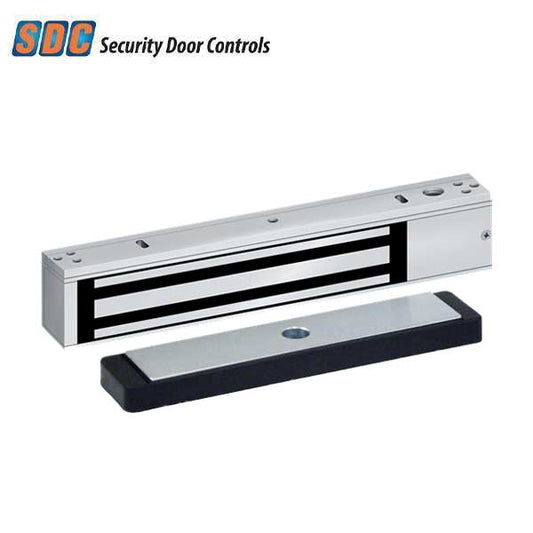 SDC - 350 - Single Narrow Line Magnetic Lock - Surface Mount - Full Monitoring - 1200lbs. - 12/24VDC - Satin Aluminum - Grade 1 - UHS Hardware