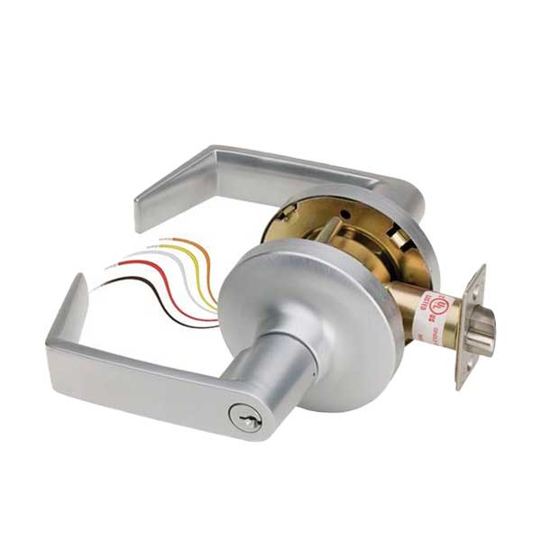 SDC - Electrified Cylindrical Lockset - Fail Safe - Eclipse Lever - 12/24VDC - Satin Chrome - Grade 1 - UHS Hardware