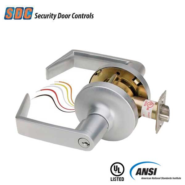 SDC - Electrified Cylindrical Lockset - Fail Safe - Eclipse Lever - 12/24VDC - Satin Chrome - Grade 1 - UHS Hardware