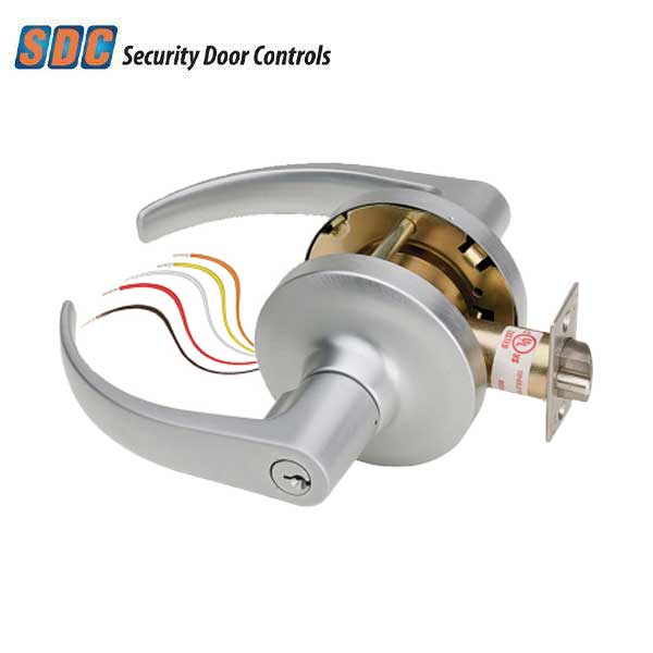 SDC - Electrified Cylindrical Lockset - Fail Safe - Galaxy Lever - 12/24VDC - Satin Chrome - Grade 1 - UHS Hardware