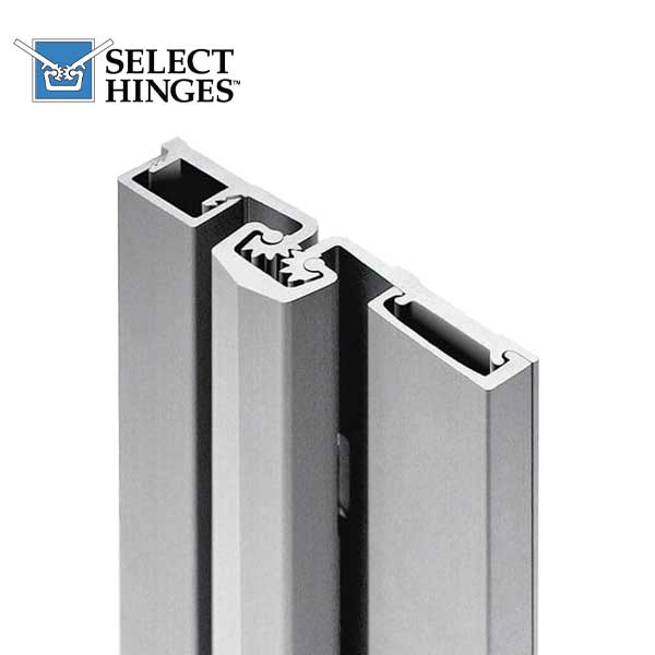 Select Hinges - 57 - 95" - Geared Full Surface Hinge - Clear Aluminum - Standard Duty - UHS Hardware