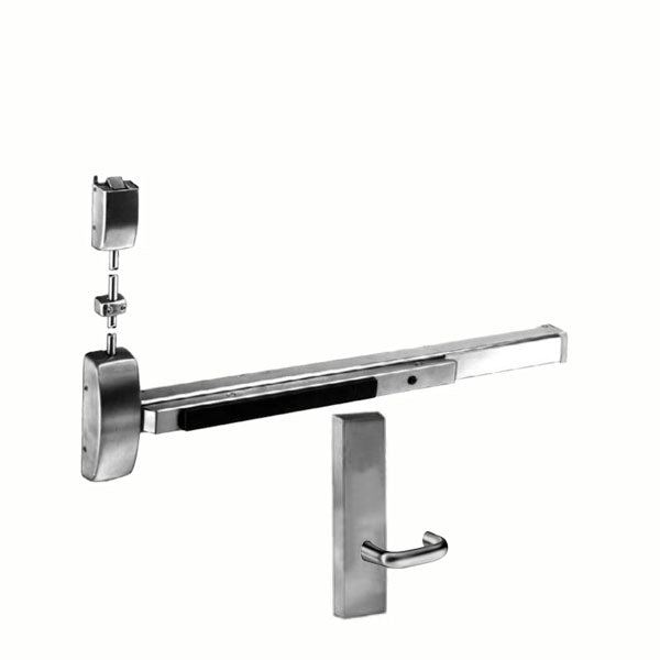 Sargent - 8715F - Surface Vertical Exit Rod - Top Latch - Passage - 36" x 84" - Satin Stainless Steel - Fired Rated - Grade 1 - UHS Hardware