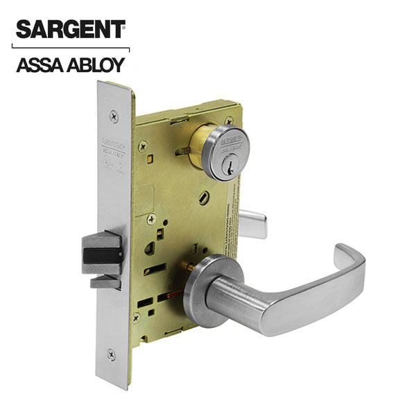 Sargent - 8204 - Mechanical Mortise Lock - LN Rose / L Lever - Storeroom - LFIC - 26D - Satin Chrome - Grade 1 - UHS Hardware