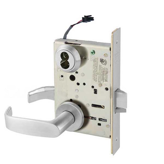 Sargent - 8270 - Electromechanical Mortise Lock - LN Rose / L Lever - Fail Safe - LFIC - 26D - Satin Chrome Plated - 24V - Grade 1 - UHS Hardware