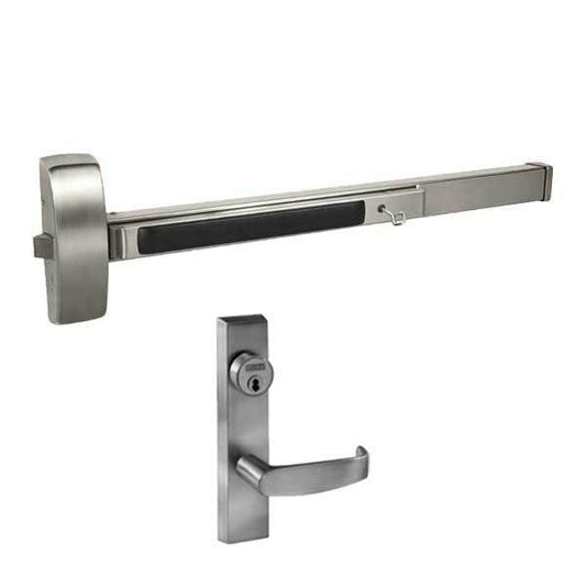 Sargent - 8804F - Rim Exit Device with Trim Lever - Satin Stainless Steel - Night Latch - SFIC - 36" - Grade 1 - UHS Hardware