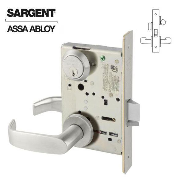 Sargent - 8205 - Mechanical Mortise Lock - LN Rose / L Lever - Office/Entry - LA Keyway - 0 Bitted Core - Stainless Steel - Fire rated -Grade 1 - UHS Hardware