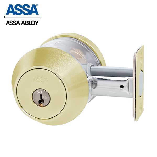 ASSA - 7000 Series - MAX+ Single Cylinder Deadbolt with Security Guard - 605 - Bright Brass - Grade 1 - UHS Hardware