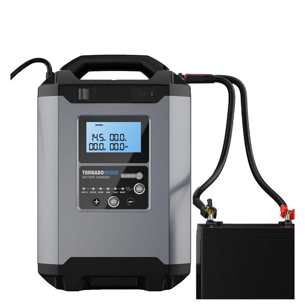 TOPDON - Tornado90000 - Professional Grade Battery Smart Charger - 6 Charging Modes - For 20Ah to 2800Ah Capacity Batteries - 12V & 24V - UHS Hardware