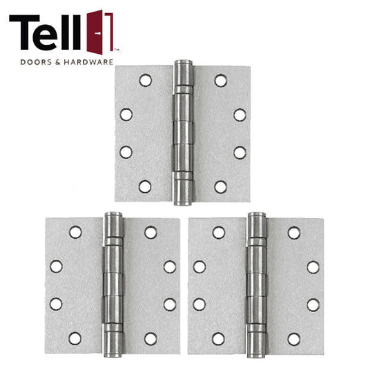 TELL - HG100005 - Mortise Door Hinge - Ball Bearing - 4-1/2" x 4-1/2" - Satin Chrome (3-Pack) - UHS Hardware