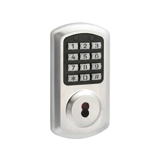 TownSteel - e-Smart-2000 - Electronic Push Button Deadbolt - SFIC -  6 Pin - Satin Chrome - Grade 2 - UHS Hardware