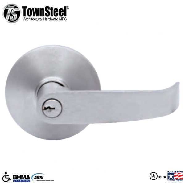 TownSteel - ED8900LQ - Sectional Lever Trim - Storeroom - Nightlatch - LQ Curved Lever - Non-Handed - 6-Pin Schlage Keyway - Compatible with Concealed V/R Exit Device - Satin Chrome - Grade 1 - UHS Hardware