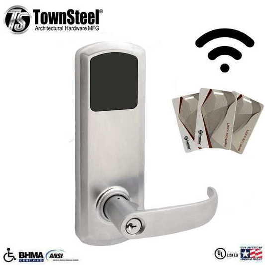 TownSteel - E-Genius 5000 - Interconnected Electronic Touch Keypad Lock - Entry - RFID & Wifi - 4" - On Center - Right Handed - Satin Chrome - Grade 1 - UHS Hardware