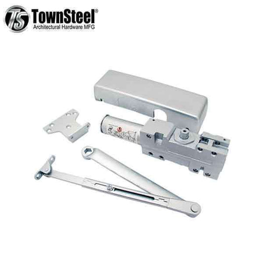 TownSteel - TDC40- Commercial Door Closer - Hold to Open & Cush Arm -  Cast Iron w Aluminum Finish- Grade 1 - UHS Hardware