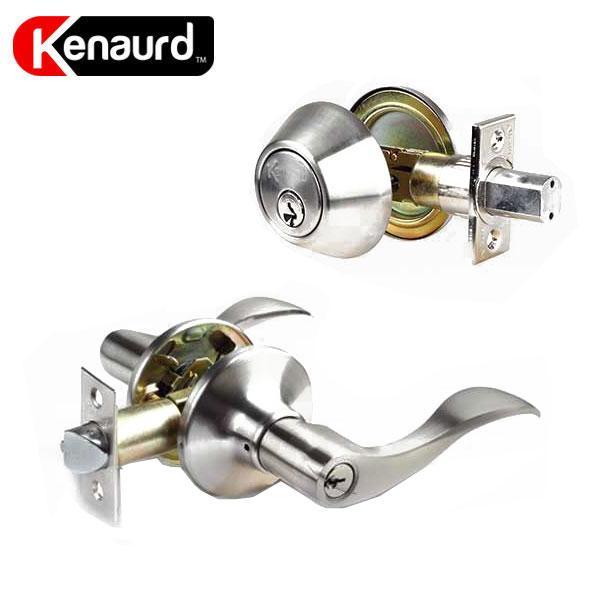 Premium Combo Lockset with Lever - Double Sided Deadbolt - Satin Nickel - UHS Hardware