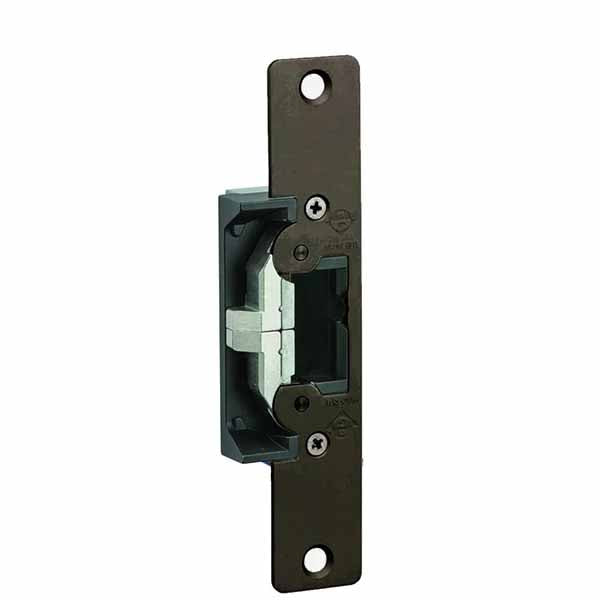 Adams Rite - 7430 - Electric Strike for Adams Rite or Deadlatches or Cylindrical Locks - 1/2" to 5/8" Latchbolt  - Dark Bronze Anodized - Fail Safe/Fail Secure - 1-1/4" x 6-7/8" - Flat Radius Plate - 12/24 VDC - UHS Hardware