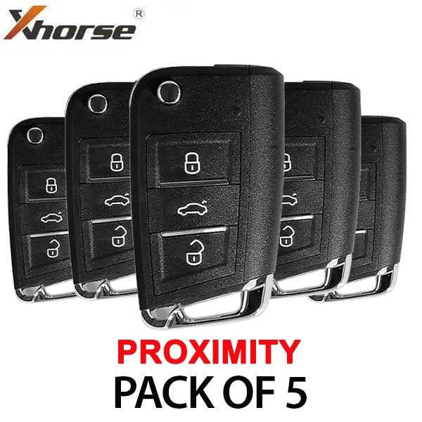 MQB Style 3-Button Universal Flip Key w/ Proximity Function for VVDI Key Tool (Xhorse) (BUNDLE of 5) - UHS Hardware