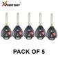 5 x Xhorse - Toyota Style / 3-Button Universal Remote Head Key for VVDI Key Tools (Wired) (Pack of 5)