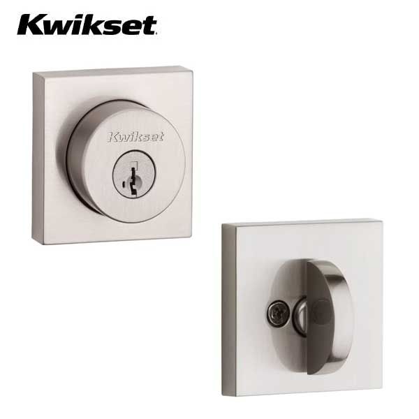 Kwikset - 158 - Halifax Single Cylinder Deadbolt - Square Rose - 15 - Satin Nickel - SmartKey Technology - Grade 2 - UHS Hardware